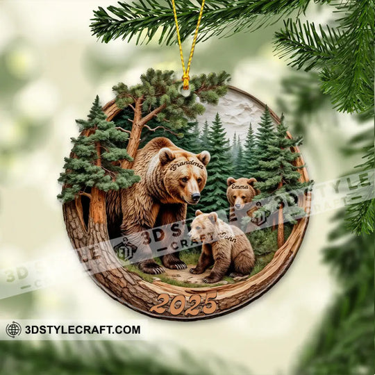Brown Bears Christmas, Home Decor, Christmas Ornament, Personalized Ornament style option 4