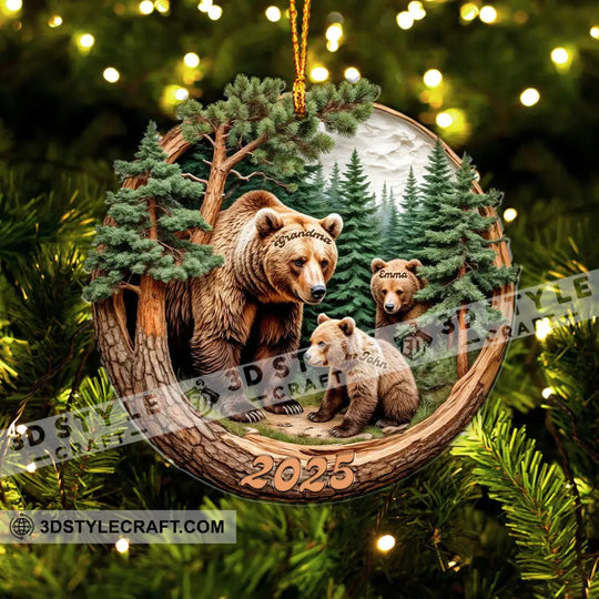 Brown Bears Christmas, Home Decor, Christmas Ornament, Personalized Ornament style option 3