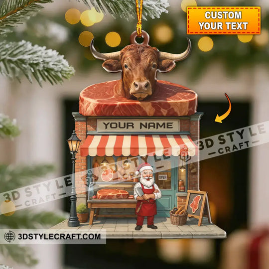 Butcher Santa, Home Decor, Christmas Ornament, Personalized Ornament style option 1