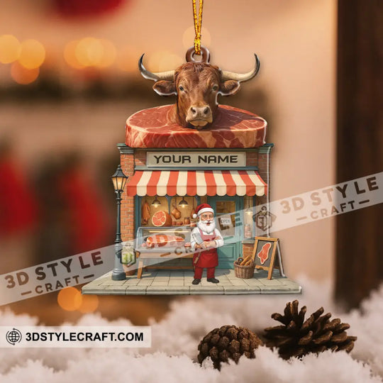Butcher Santa, Home Decor, Christmas Ornament, Personalized Ornament style option 2