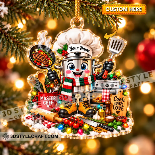 Chef Home Decor, Christmas Ornament, Personalized Ornament style option 1
