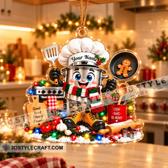 Chef Home Decor, Christmas Ornament, Personalized Ornament style option 3