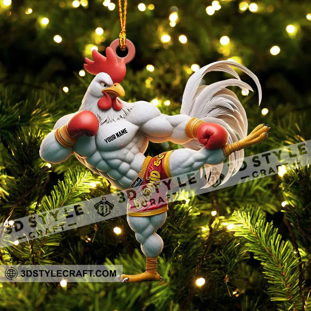 Chicken Muay Thai Christmas Ornament Personalized