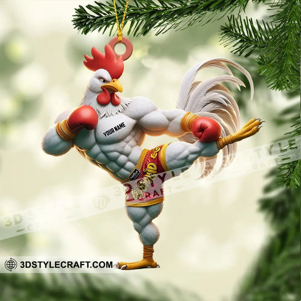 Chicken Muay Thai Christmas Ornament Personalized