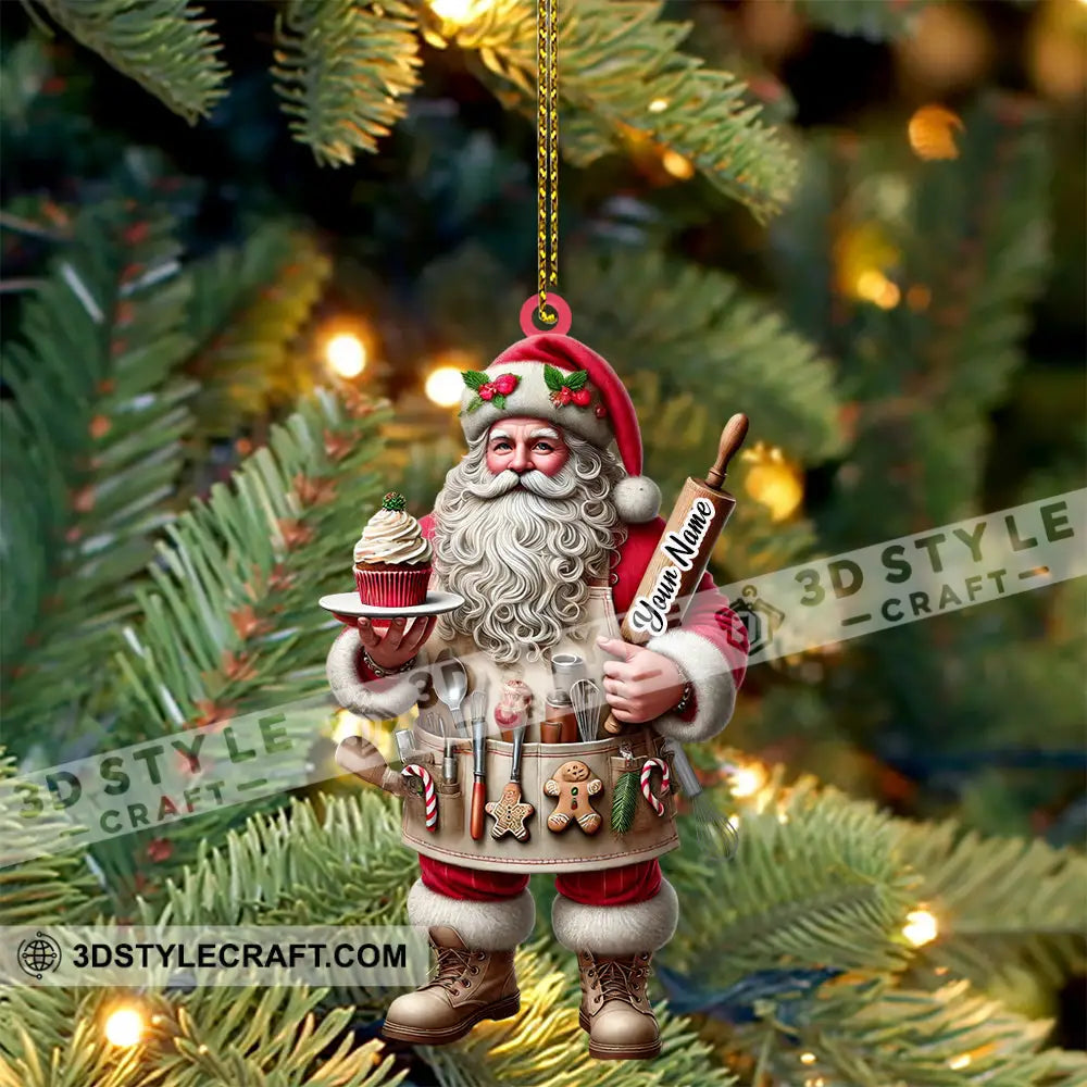 Christmas Baker Santa Ornament Personalized