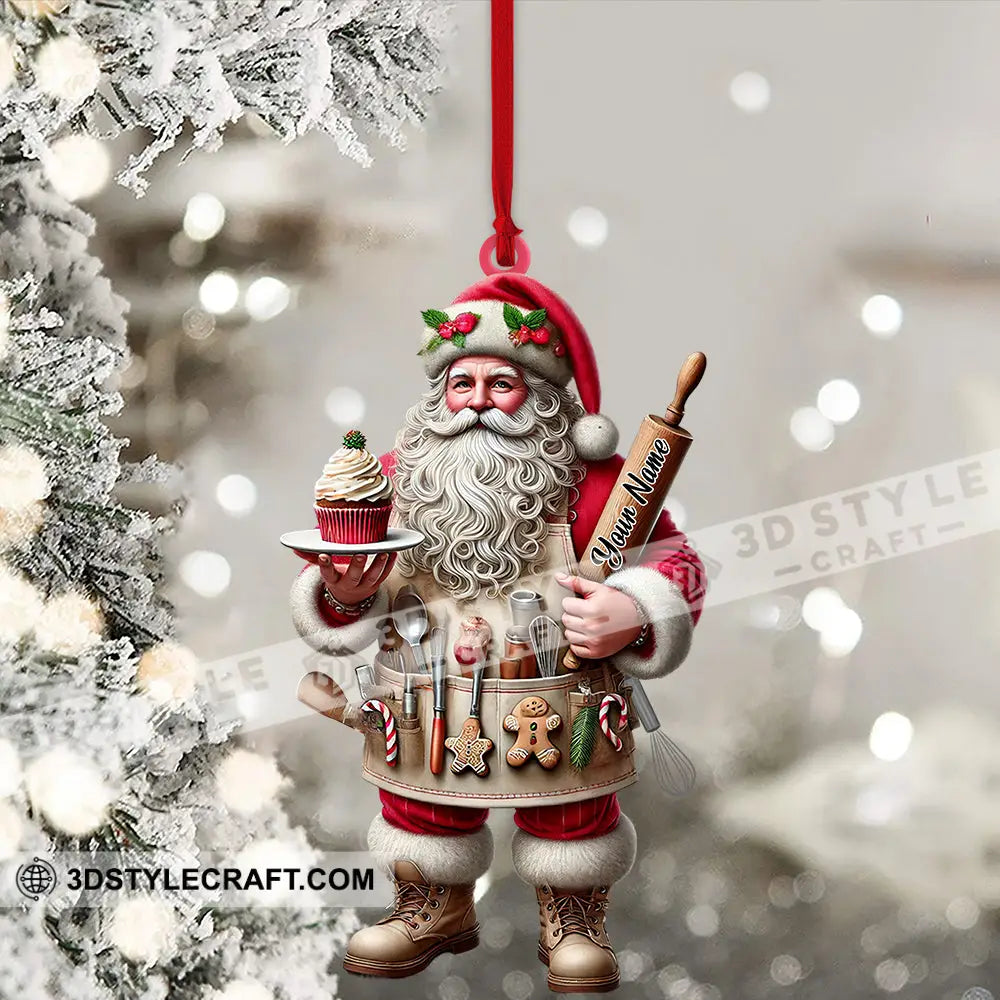 Christmas Baker Santa Ornament Personalized