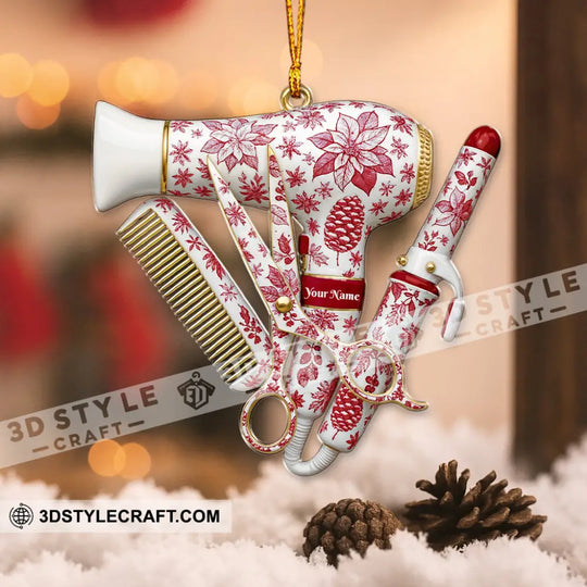 Christmas Barber, Home Decor, Christmas Ornament, Personalized Ornament style option 3