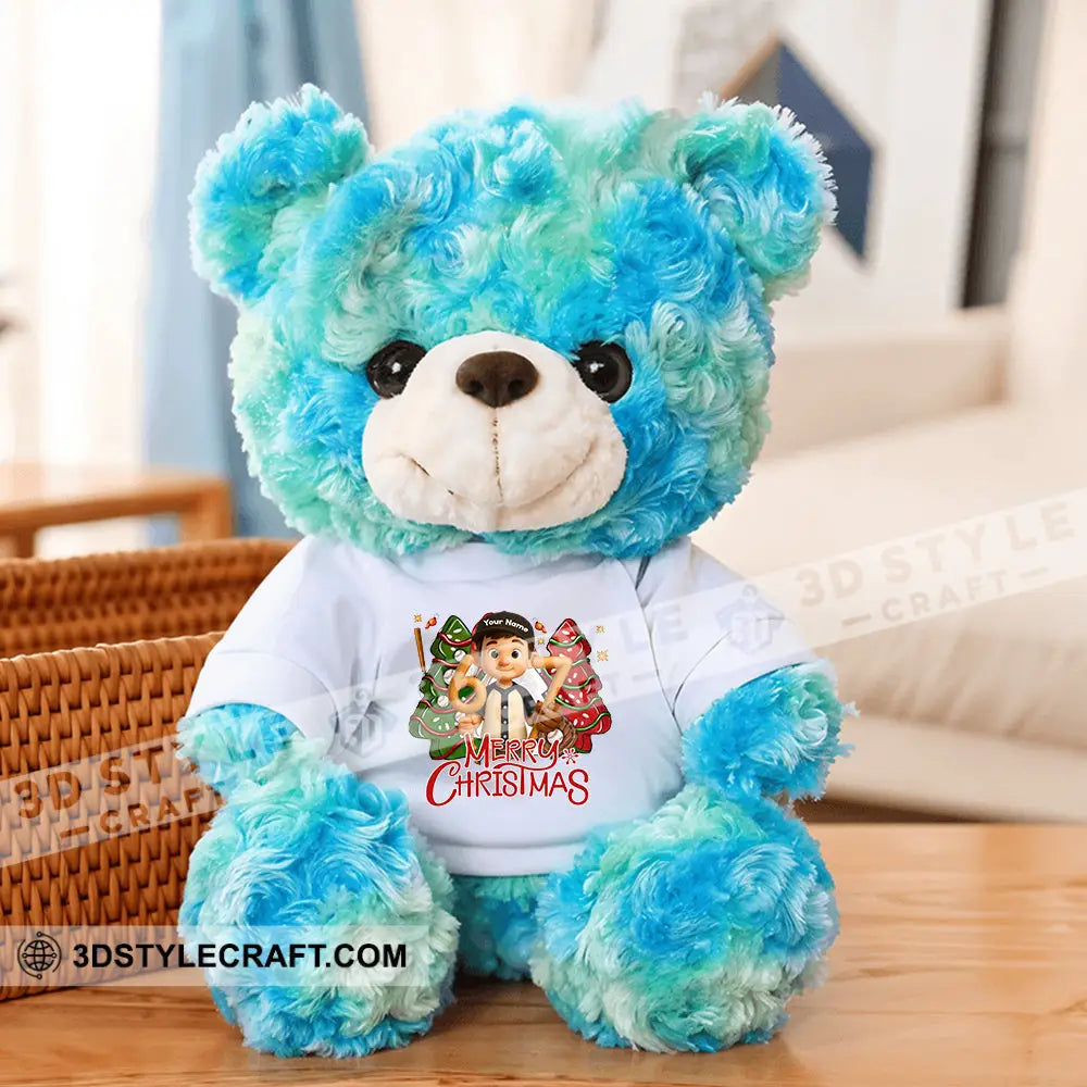 Christmas Baseball Boy Personalized Teddy Bear Shirt Blue / 9’’ / No Graduate Teddy Bear Shirt