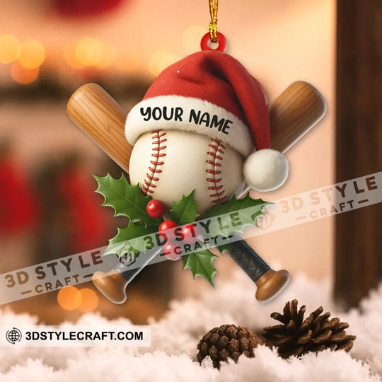 Christmas Baseball Lover, Home Decor, Christmas Ornament, Personalized Ornament style option 2