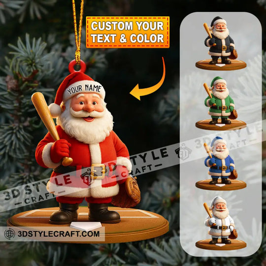 Christmas Baseball Santa, Home Decor, Christmas Ornament, Personalized Ornament style option 1