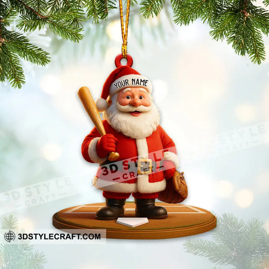 Christmas Baseball Santa, Home Decor, Christmas Ornament, Personalized Ornament style option 3