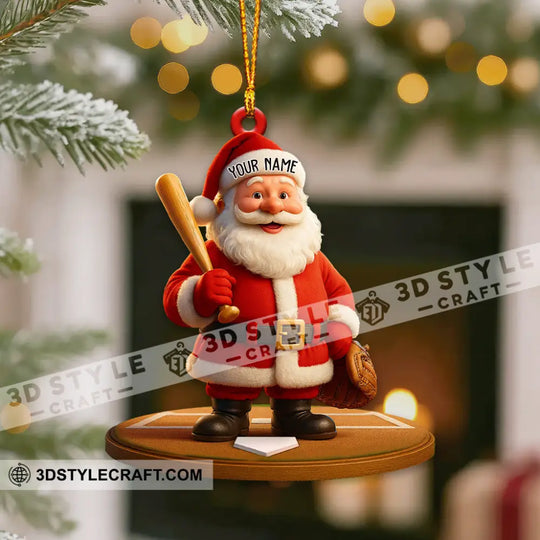 Christmas Baseball Santa, Home Decor, Christmas Ornament, Personalized Ornament style option 4