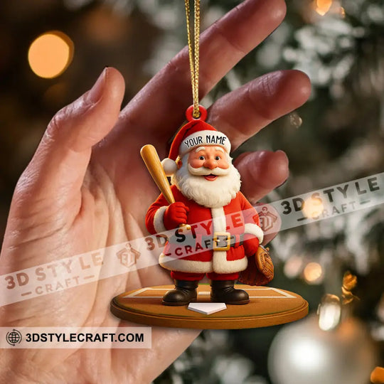 Christmas Baseball Santa, Home Decor, Christmas Ornament, Personalized Ornament style option 2