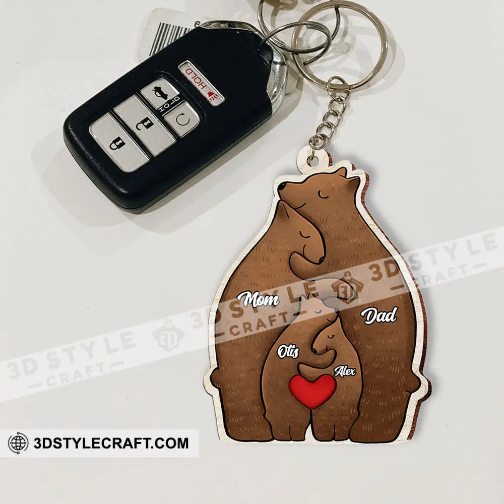 Christmas Bear Family Custom Name - Personalized Keychain Gift For Ornament