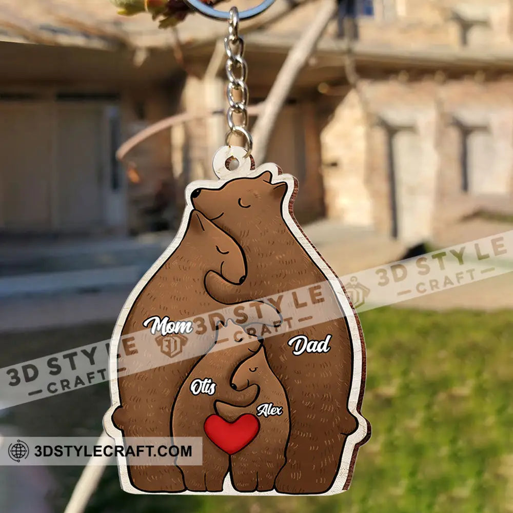 Christmas Bear Family Custom Name - Personalized Keychain Gift For Ornament