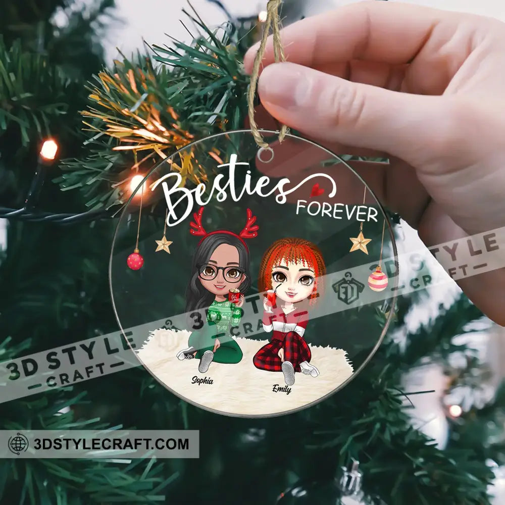 Christmas Besties Forever - Personalized Acrylic Ornament Gift For Family Xmas