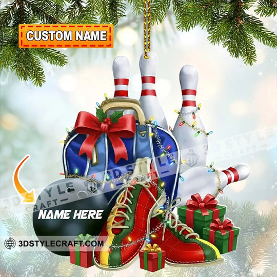 Christmas Bowling Home Decor, Christmas Ornament, Personalized Ornament style option 1
