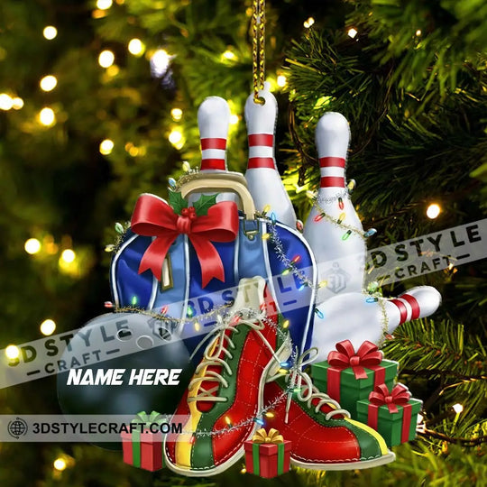Christmas Bowling Home Decor, Christmas Ornament, Personalized Ornament style option 3