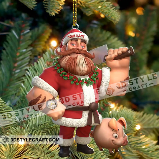 Christmas Butcher Home Decor, Christmas Ornament, Personalized Ornament style option 4