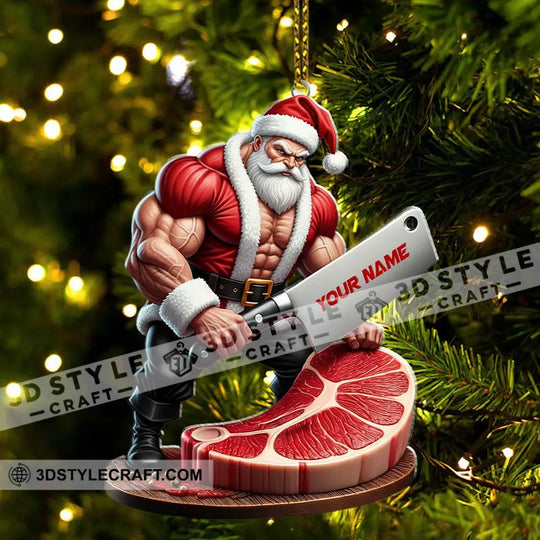 Christmas Butcher Santa Home Decor, Christmas Ornament, Personalized Ornament style option 3