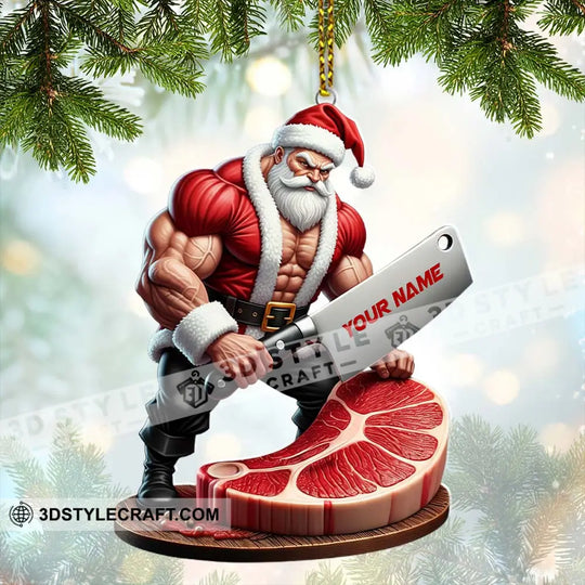 Christmas Butcher Santa Home Decor, Christmas Ornament, Personalized Ornament style option 2