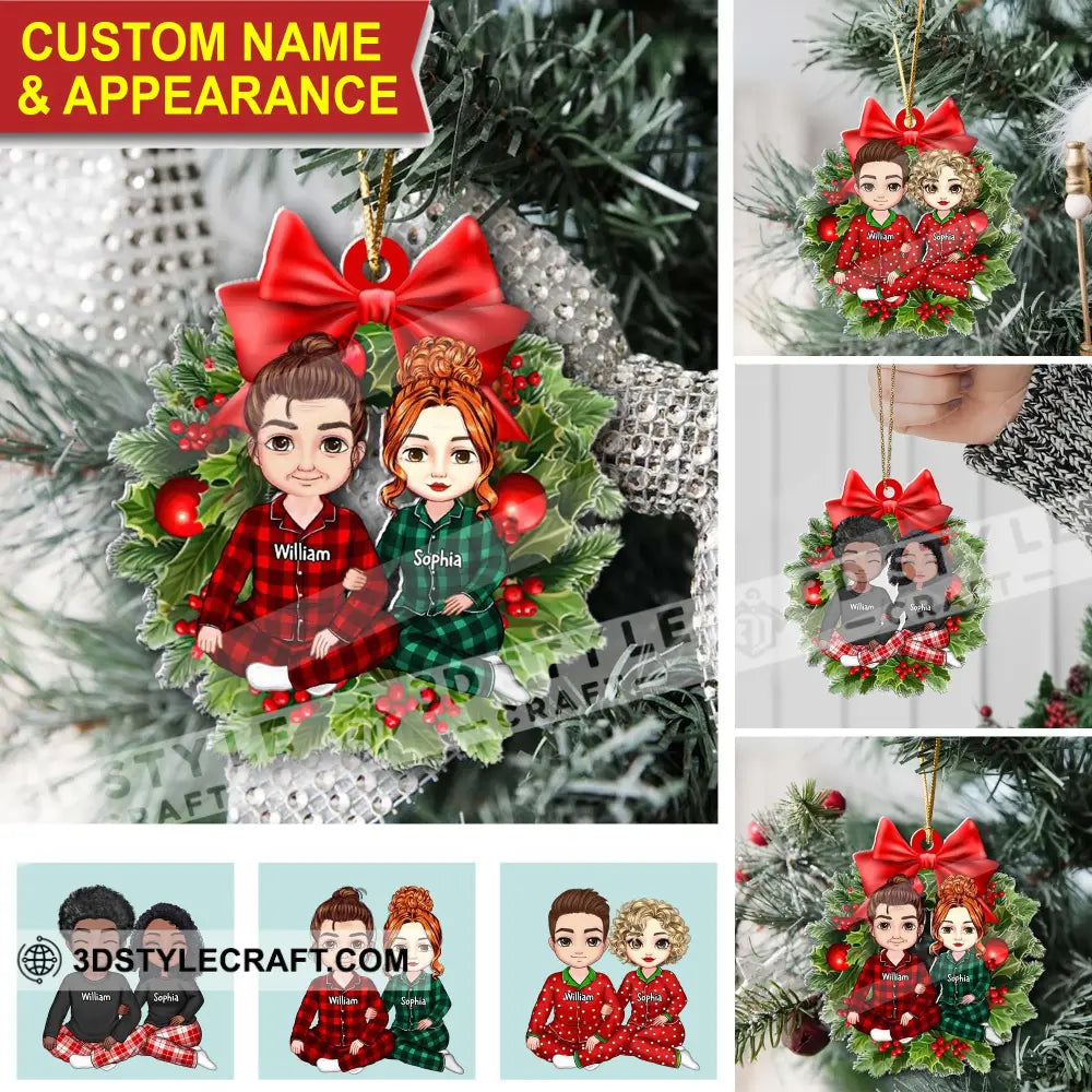 Christmas Couple Gift - Custom Photo And Names Personalized Acrylic Ornament For Family / 1 Pack