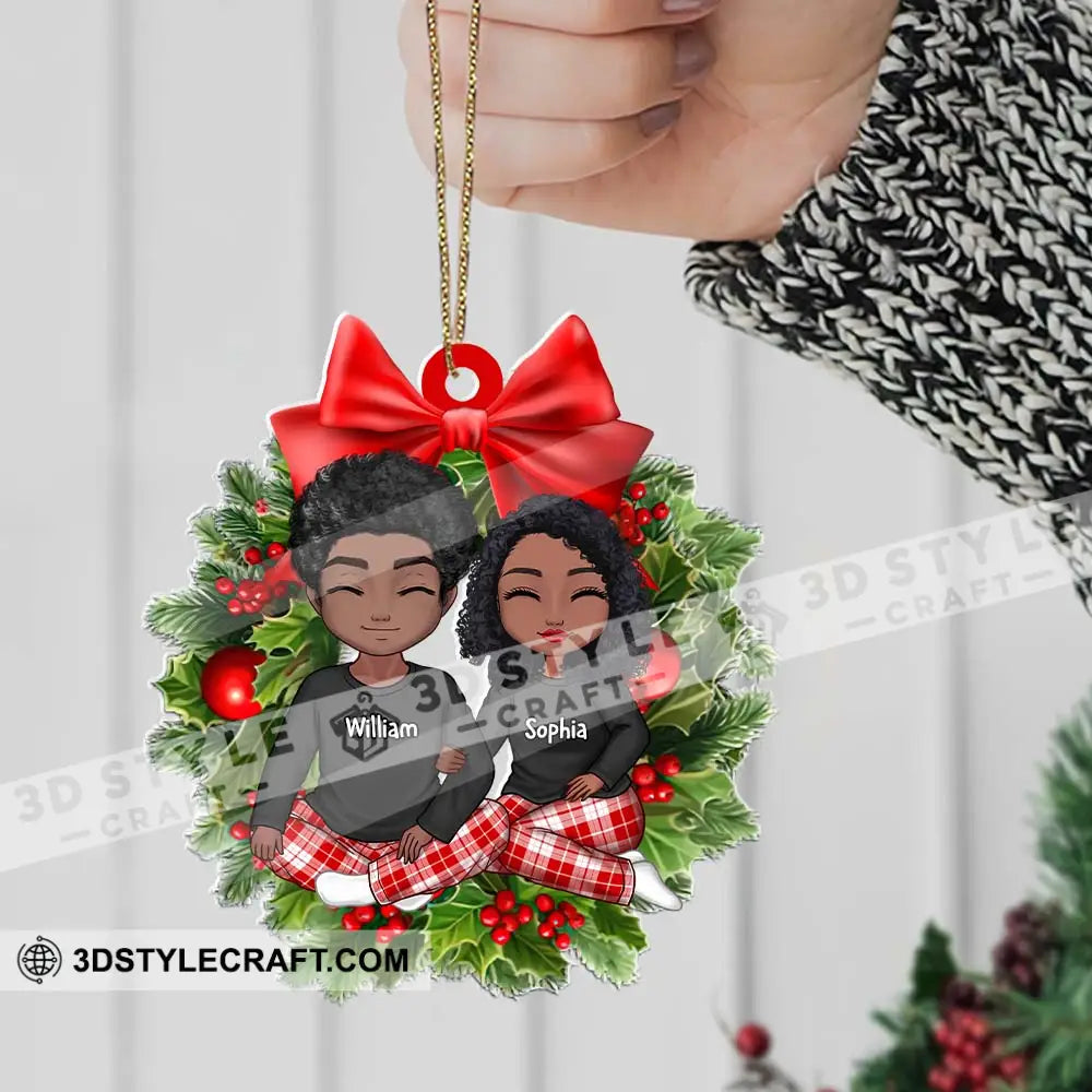 Christmas Couple Gift - Custom Photo And Names Personalized Acrylic Ornament For Family