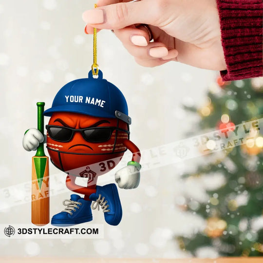 Christmas Cricket Ball, Home Decor, Christmas Ornament, Personalized Ornament style option 2