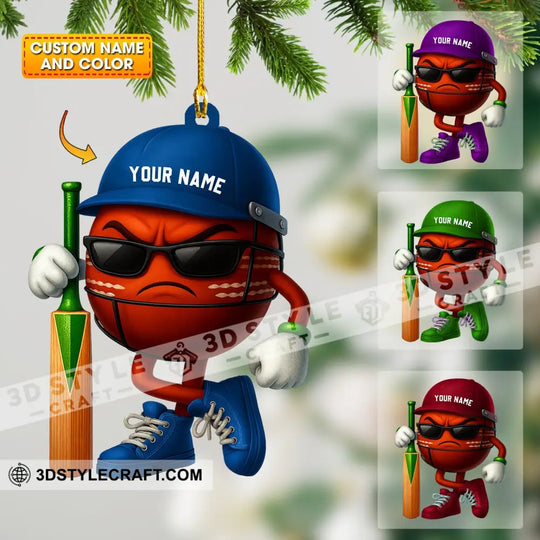 Christmas Cricket Ball, Home Decor, Christmas Ornament, Personalized Ornament style option 1