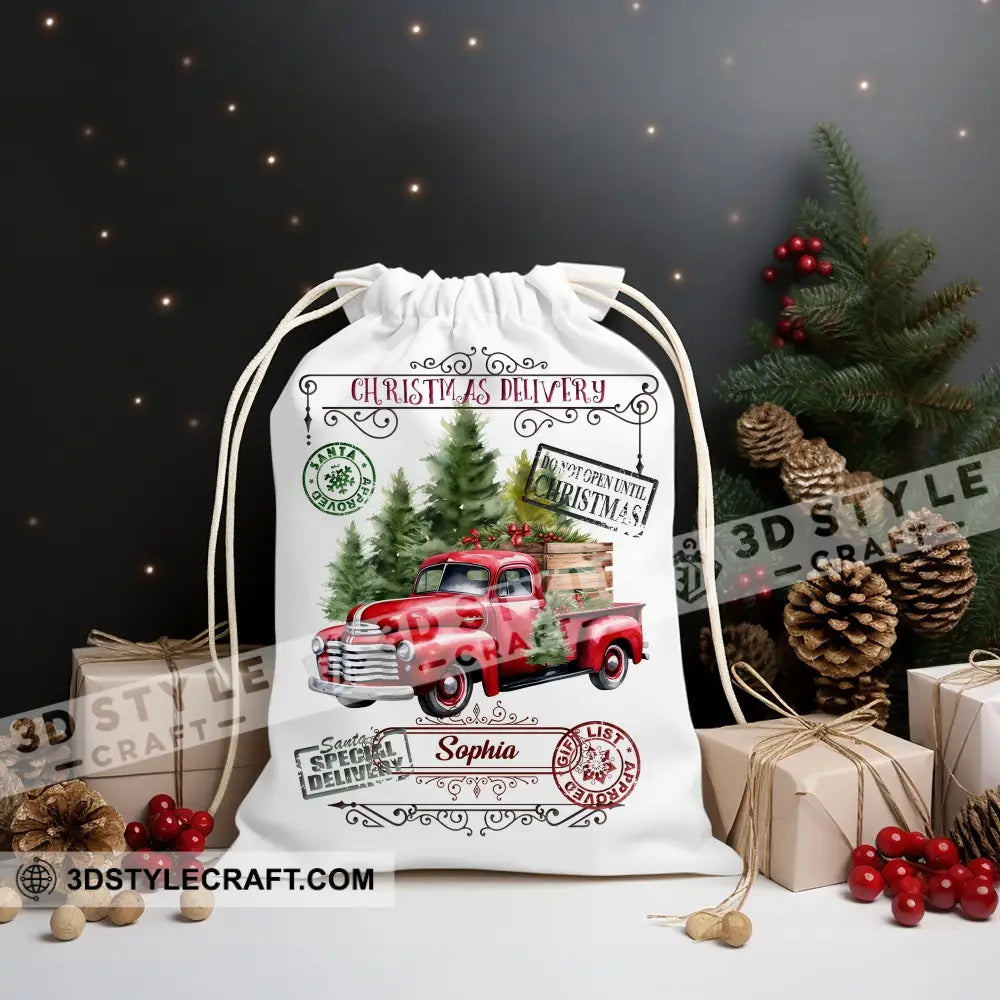 Christmas Delivery Car Custom Text Personalized String Bag Gift