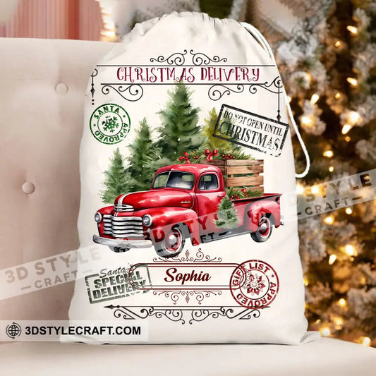 Christmas Delivery Car Custom Text Personalized String Bag Gift