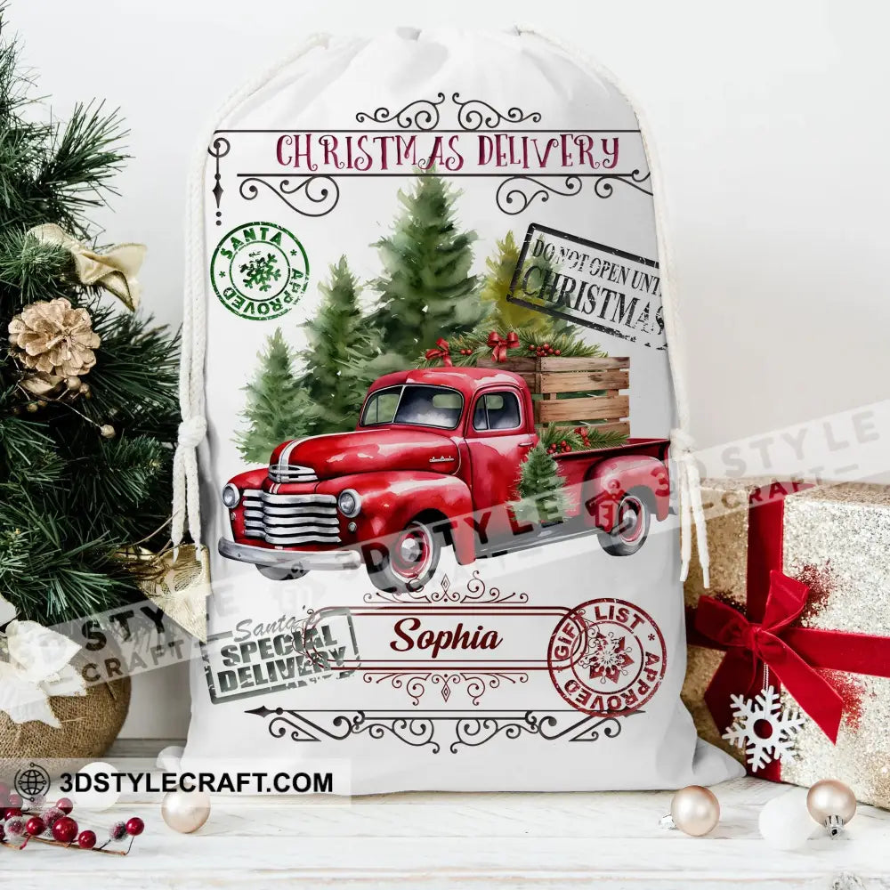 Christmas Delivery Car Custom Text Personalized String Bag Gift