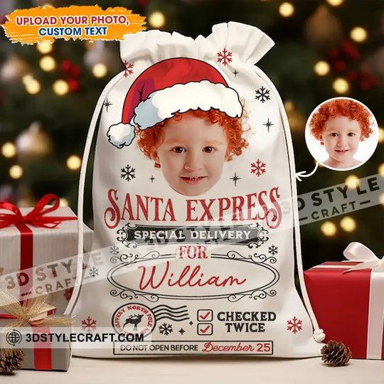 Christmas Delivery Face Photo, Personalized Christmas String Bag style option 1