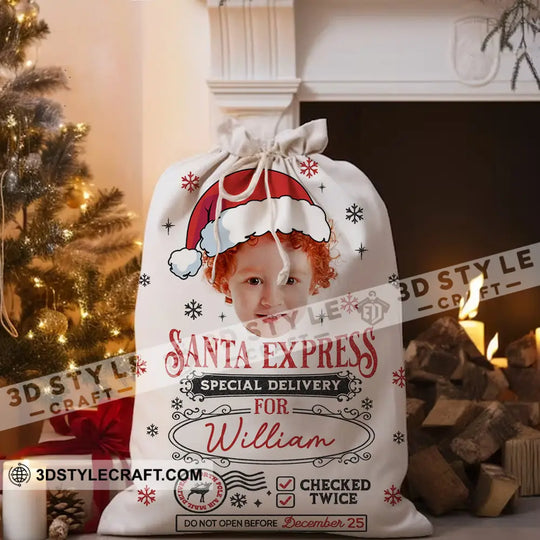Christmas Delivery Face Photo, Personalized Christmas String Bag style option 4