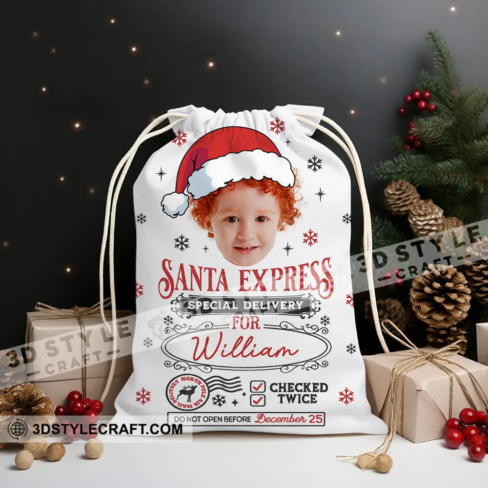 Christmas Delivery Face Photo Personalized Christmas String Bag Bag