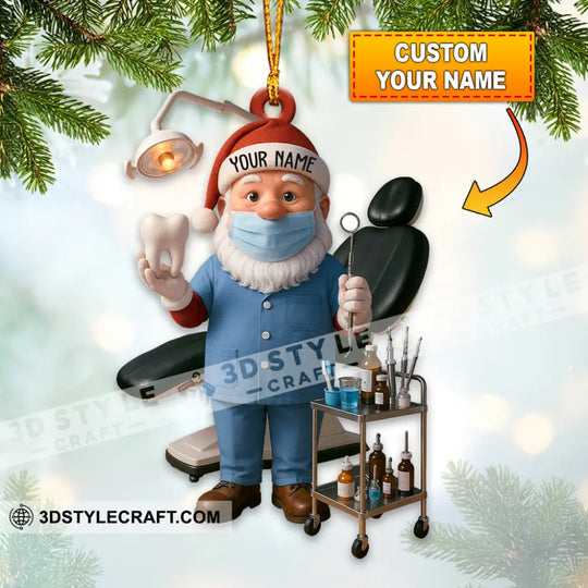 Christmas Dentist Santa, Home Decor, Christmas Ornament, Personalized Ornament style option 1