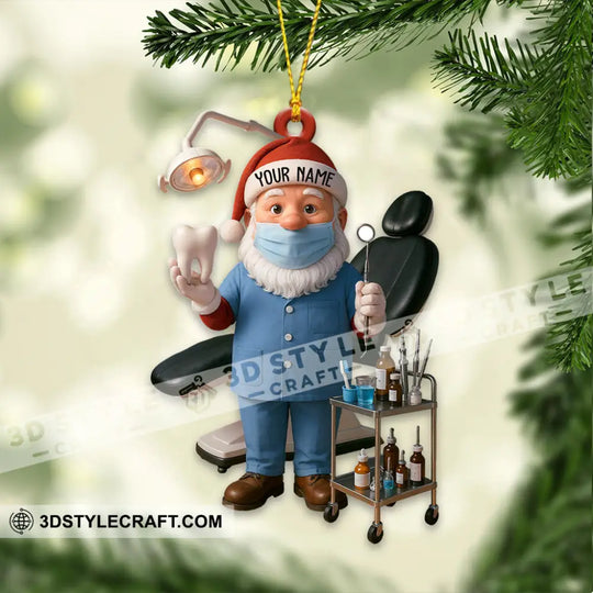 Christmas Dentist Santa, Home Decor, Christmas Ornament, Personalized Ornament style option 4