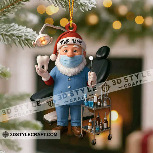Christmas Dentist Santa, Home Decor, Christmas Ornament, Personalized Ornament style option 3