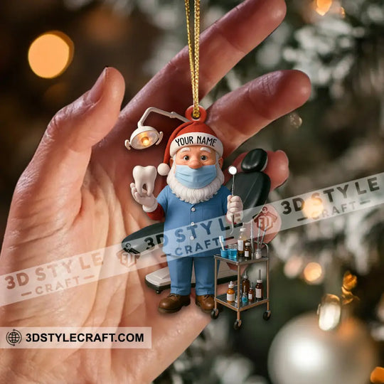Christmas Dentist Santa, Home Decor, Christmas Ornament, Personalized Ornament style option 2