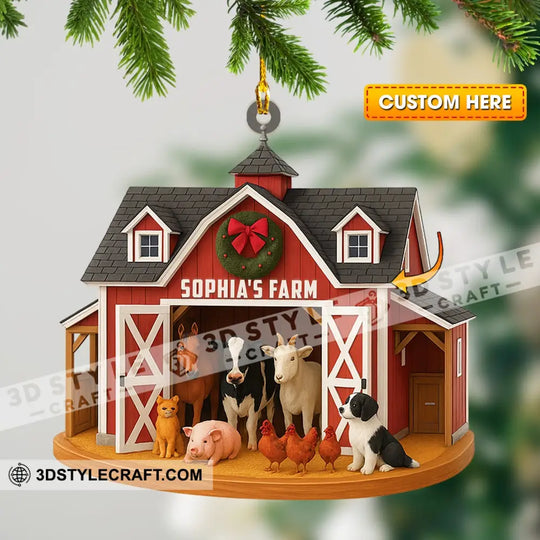 Christmas Farm, Home Decor, Christmas Ornament, Personalized Ornament style option 1