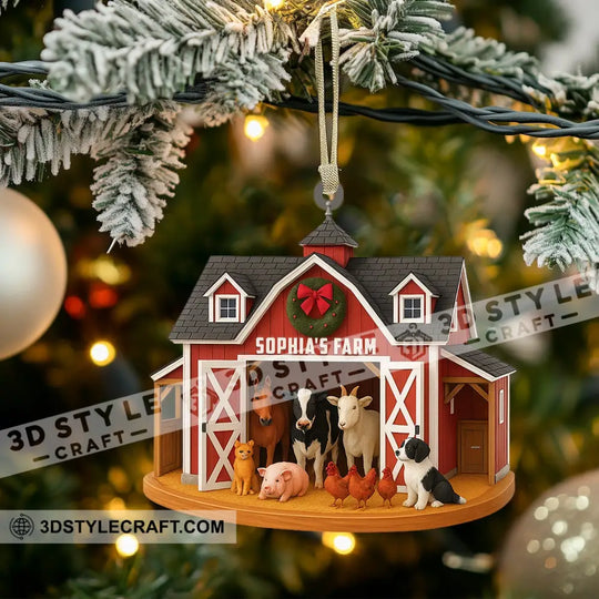 Christmas Farm, Home Decor, Christmas Ornament, Personalized Ornament style option 3