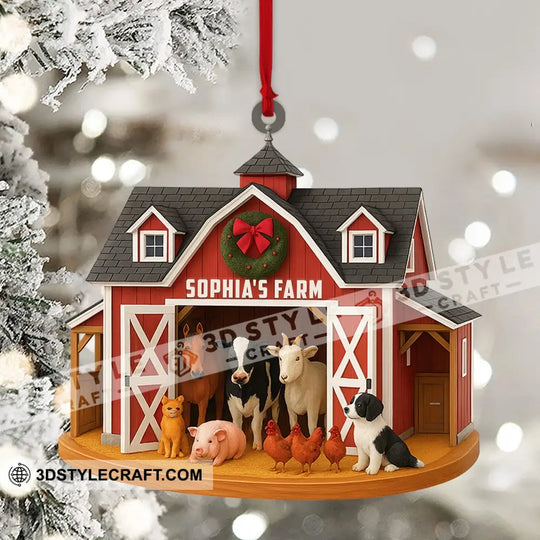 Christmas Farm, Home Decor, Christmas Ornament, Personalized Ornament style option 4