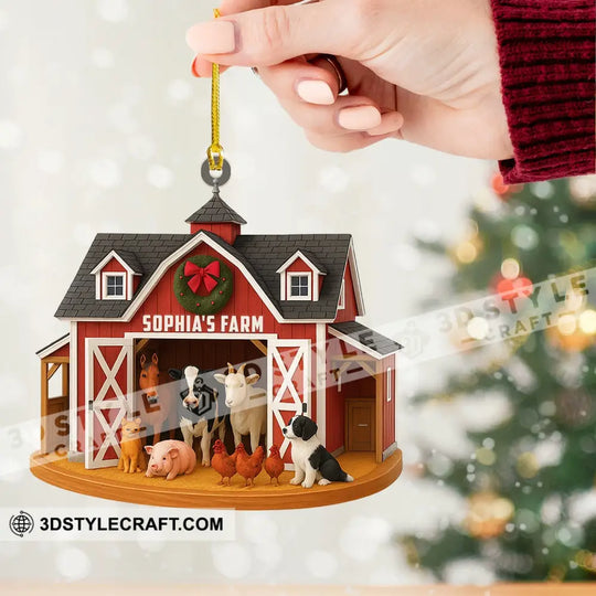 Christmas Farm, Home Decor, Christmas Ornament, Personalized Ornament style option 2