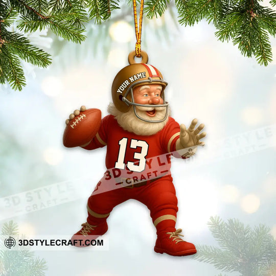 Christmas Football Santa, Home Decor, Christmas Ornament, Personalized Ornament style option 2