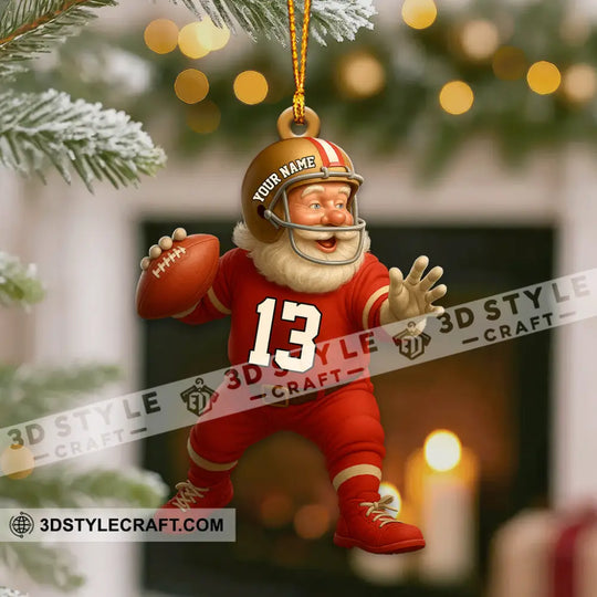 Christmas Football Santa, Home Decor, Christmas Ornament, Personalized Ornament style option 4