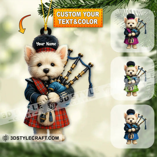 Christmas Funny West Highland Terrier, Home Decor, Christmas Ornament, Personalized Ornament style option 1