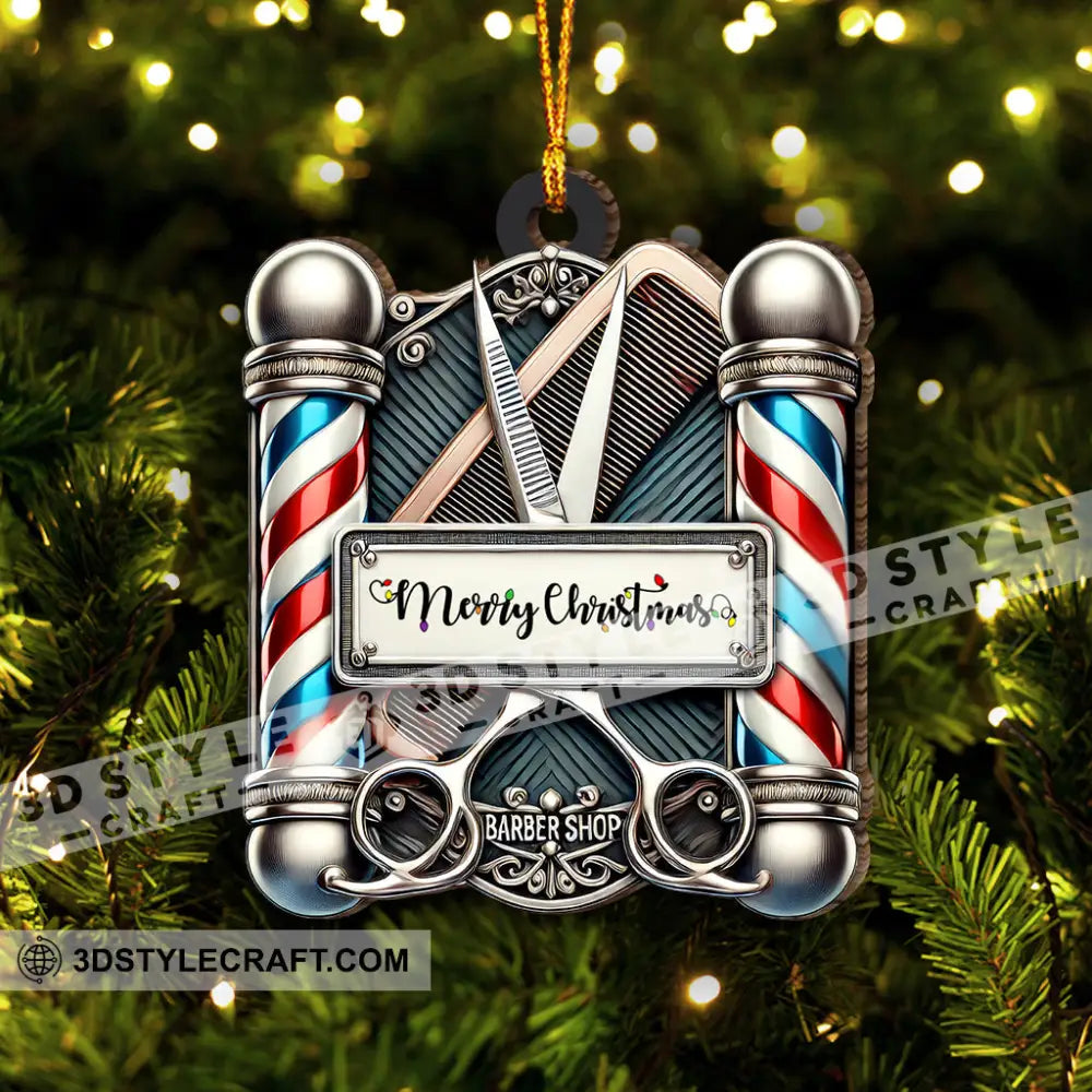 Christmas Gift Custom Ornament Name Barber Shop Decoration 3.54’’ / 1