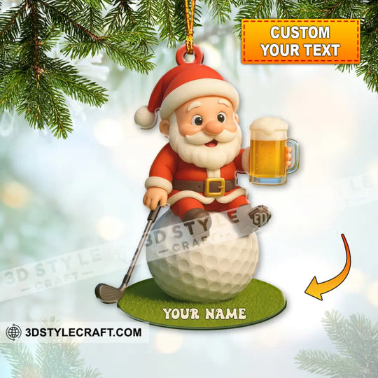 Christmas Golf And Beer Santa, Home Decor, Christmas Ornament, Personalized Ornament style option 1