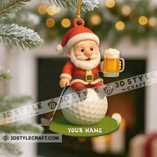 Christmas Golf And Beer Santa, Home Decor, Christmas Ornament, Personalized Ornament style option 3