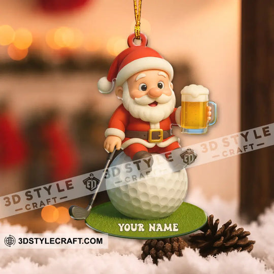 Christmas Golf And Beer Santa, Home Decor, Christmas Ornament, Personalized Ornament style option 4